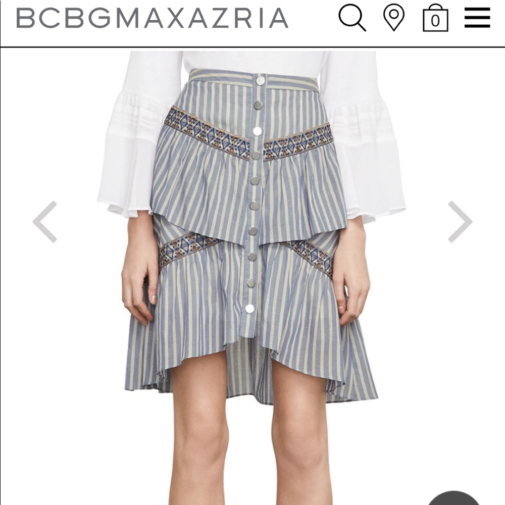 BCBGMAXAZRIA  Tiered Ruffle Stripe Skirt NWT
